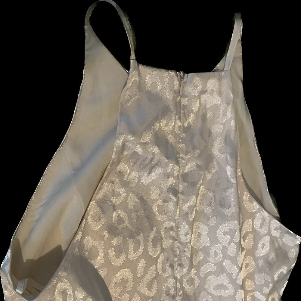 Paints Sore Women's Sleeveless Dress Cream Ruffle shimmery Print S-Small 0011